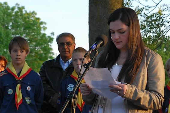 Gina gives a speech at the remembrance ceremony